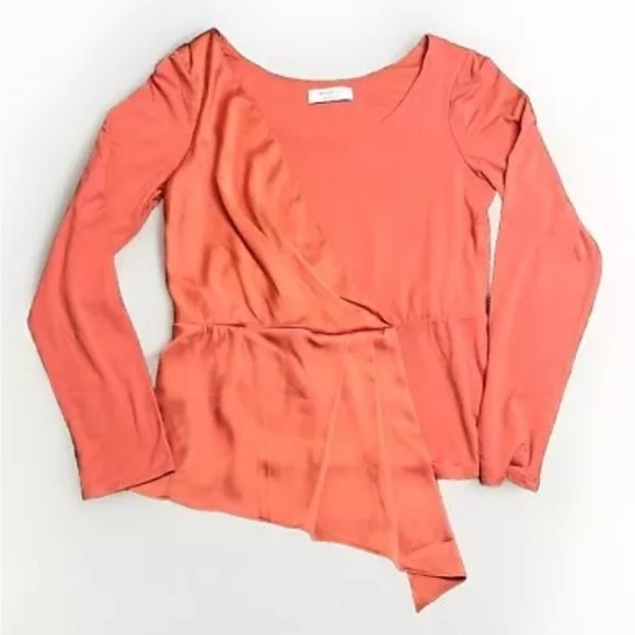 Bailey 44 Peach Rose Wrap Style Blouse with Satin Style Overlay sz Large - Picture 1 of 9